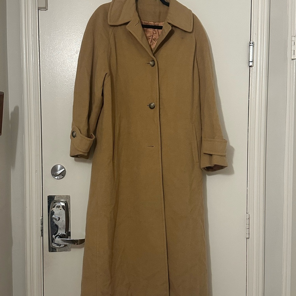 Vintage 90s Camel Hair Wool Tan Coat - Picture 4 of 14